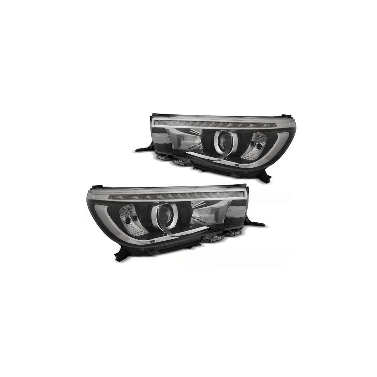 LAMPY TOYOTA HILUX 16 LED PROJECTOR TRUE DRL BLACK