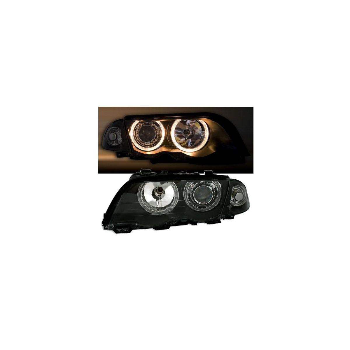 LAMPY PPRZEDNIE ANGEL  EYES BMW E46 5/98-8/01 BLACK