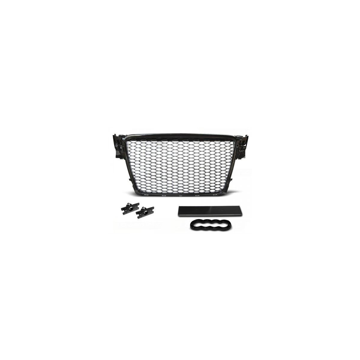 GRILL AUDI A4 B8 08-11 GLOSSY BLACK RS-STYLE PDC