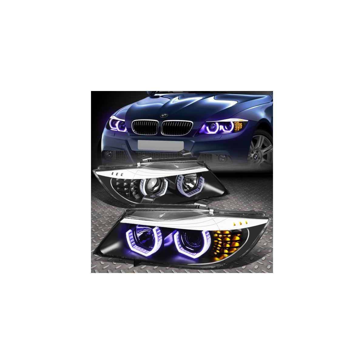 LAMPY PRZEDNIE ANGEL BMW E90 05-11 LED 3D BLACK