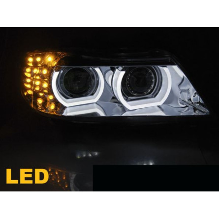 LAMPY BMW E90 E91 08-11 DRL CHROME XENON LED D1S