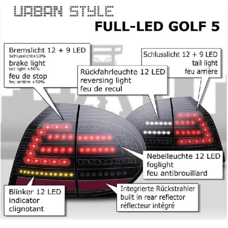 LAMPY TYLNE LED VW GOLF 5 8/03-10/08 BLACK