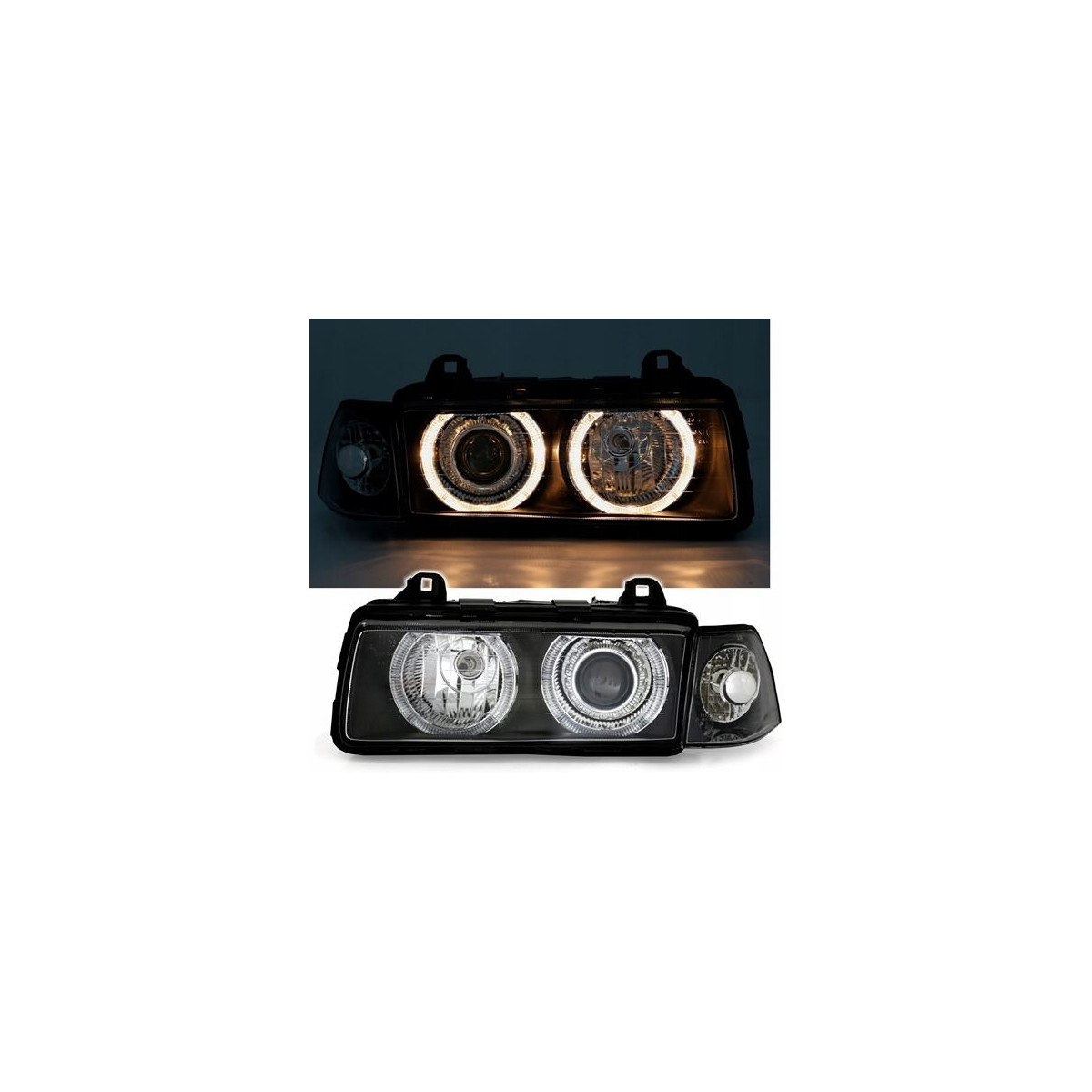LAMPY PRZEDNIE. A.E. BMW E36 91-98 4D BLACK