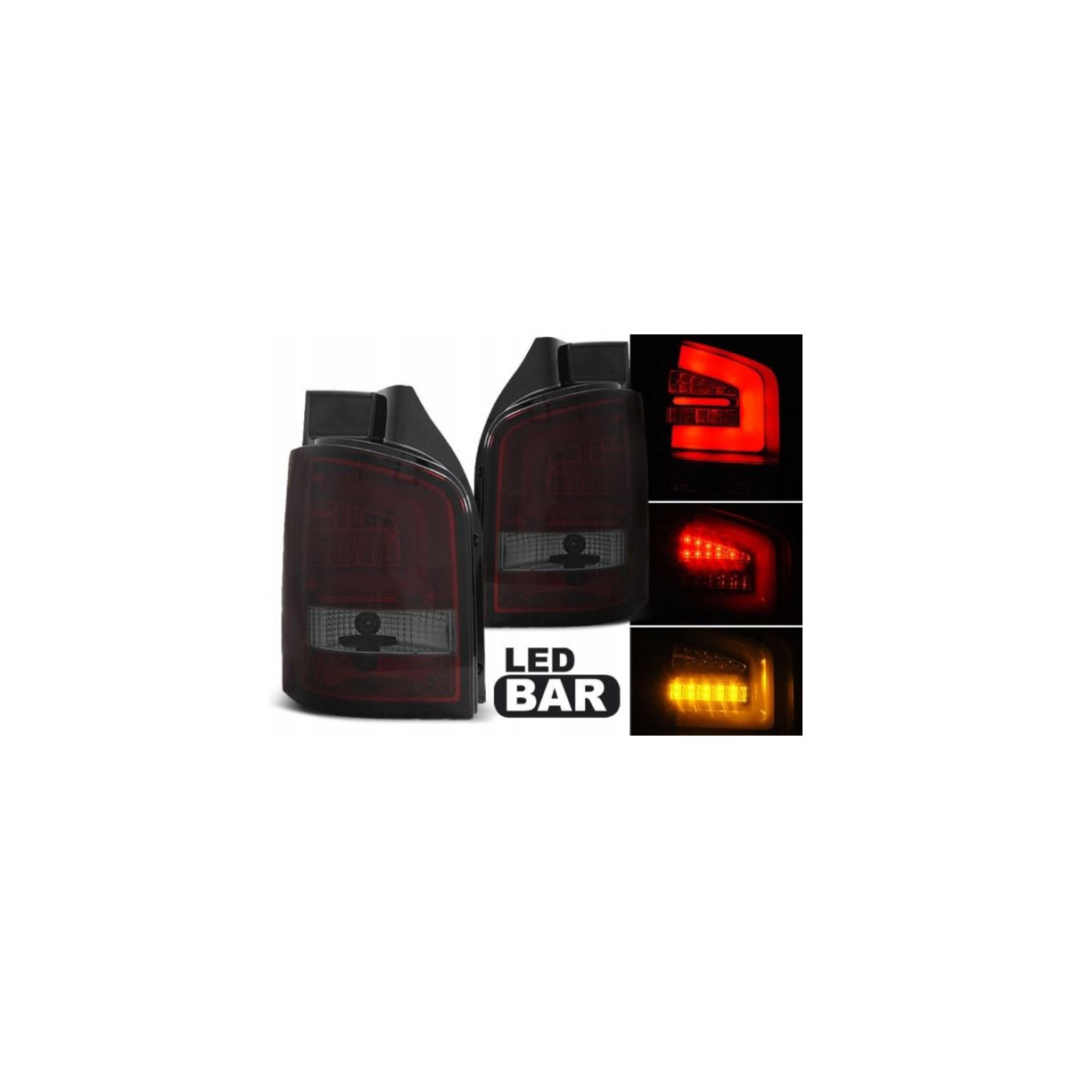 LAMPY TYLNE LED BAR VW T5 03-09 RED SMOKE
