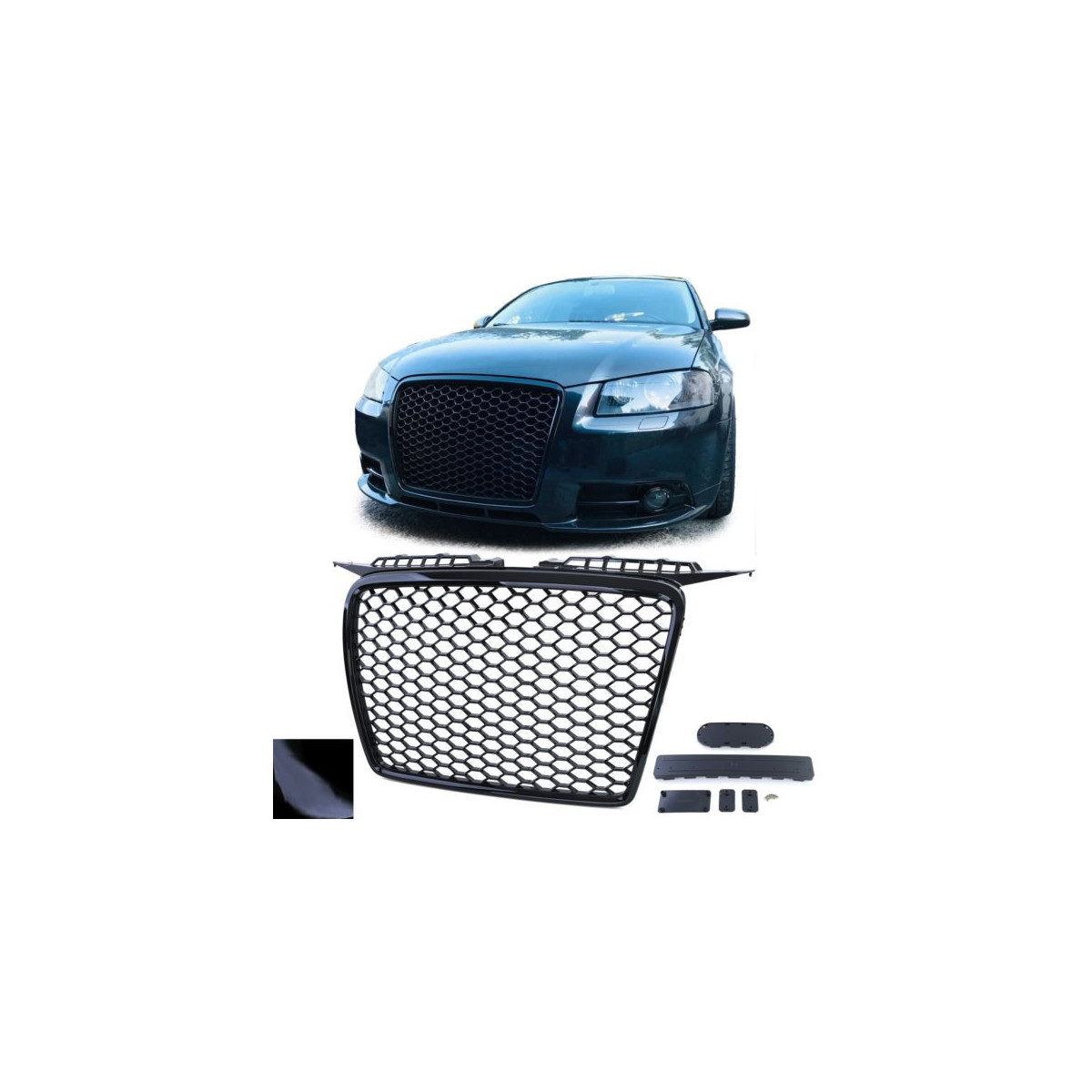 GRILL AUDI A3 05-08 RS LOOK GLOSSY BLACK