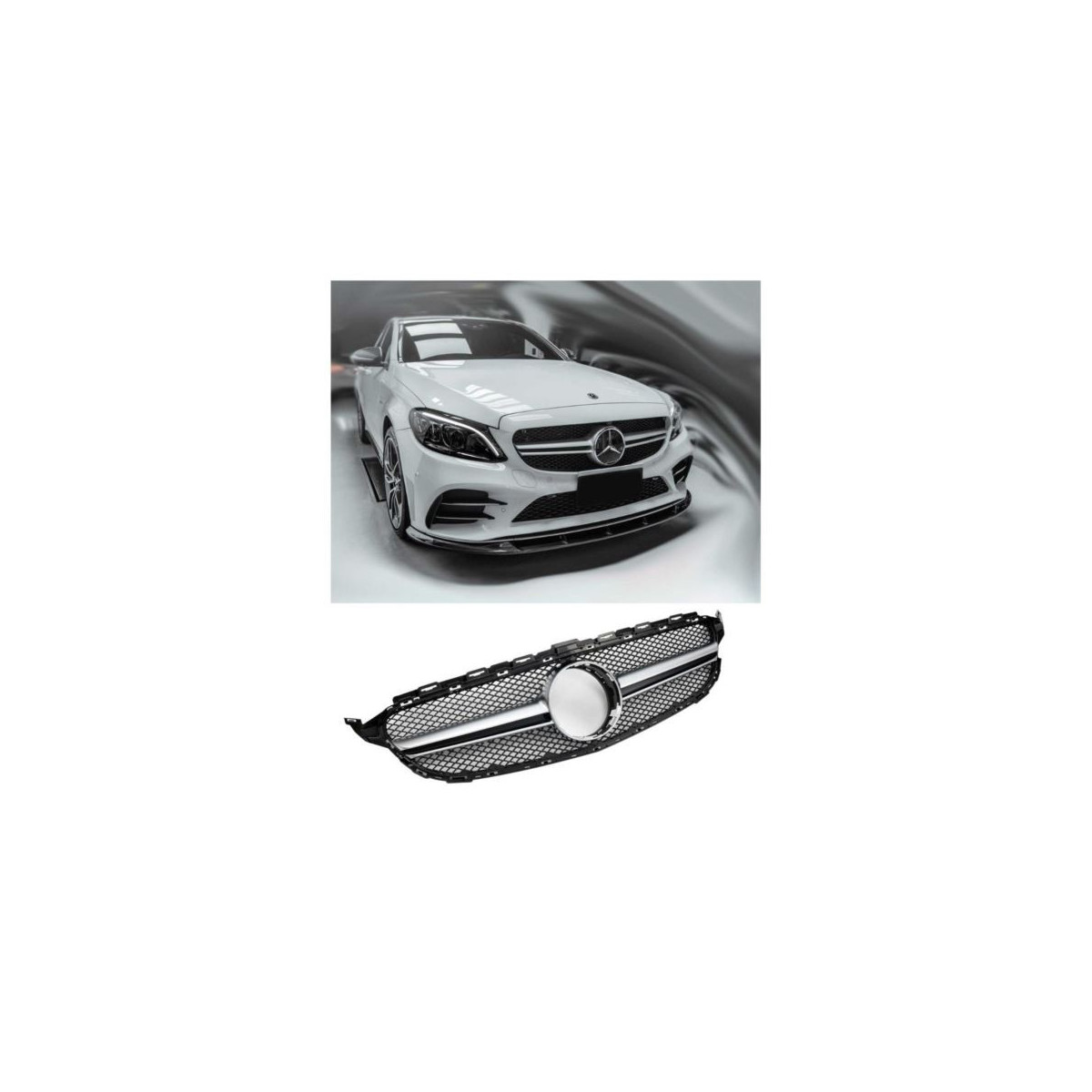 GRILL MERCEDES W205 14-18 LOOK AMF SILVER
