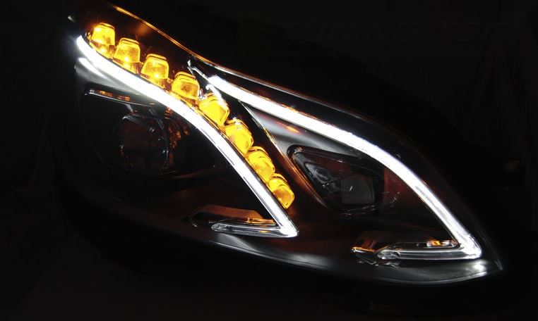 LAMPY MERCEDES W212 13-16 BLACK LED DRL