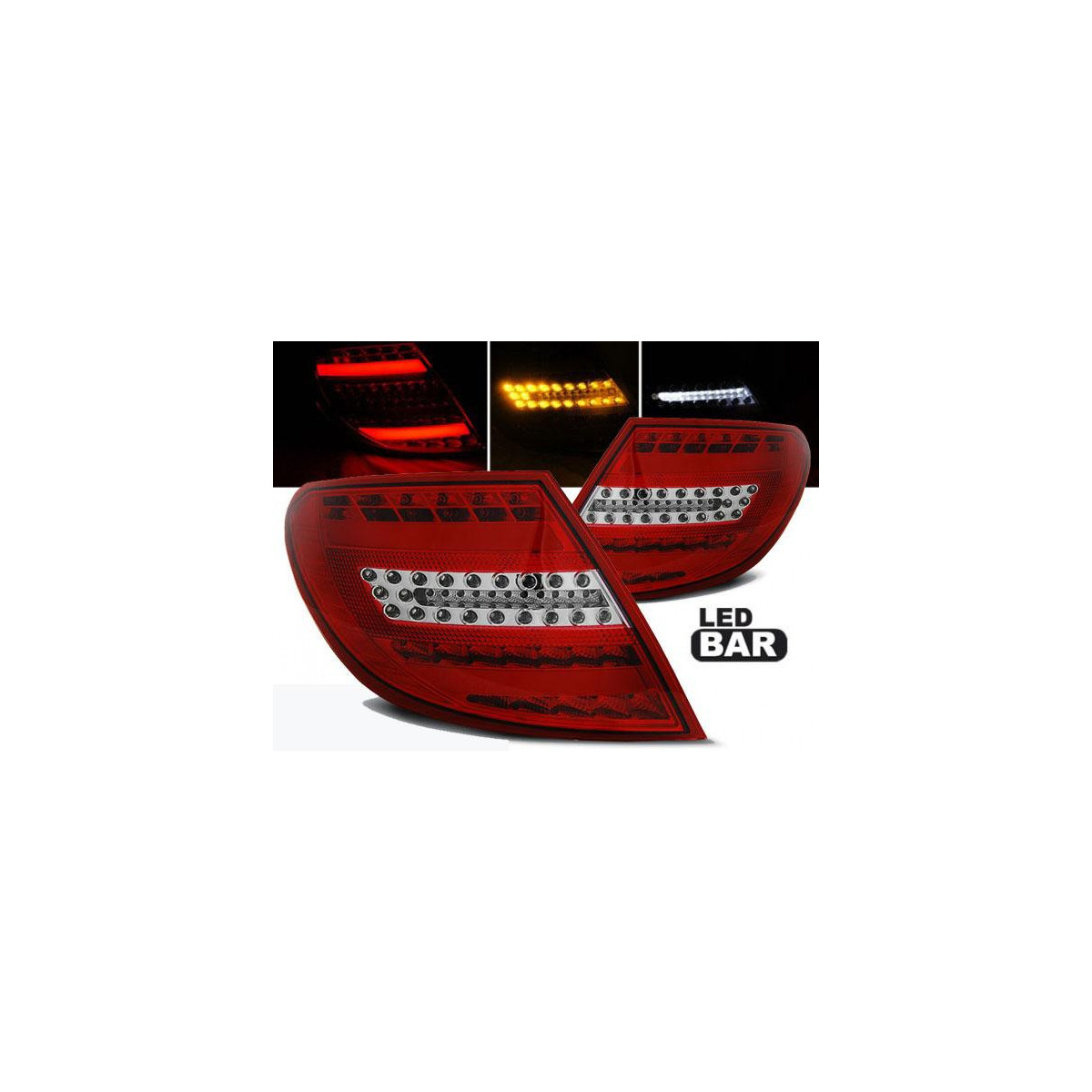 LAMPY TYLNE LED MERCEDES W204 07-10 RED WHITE