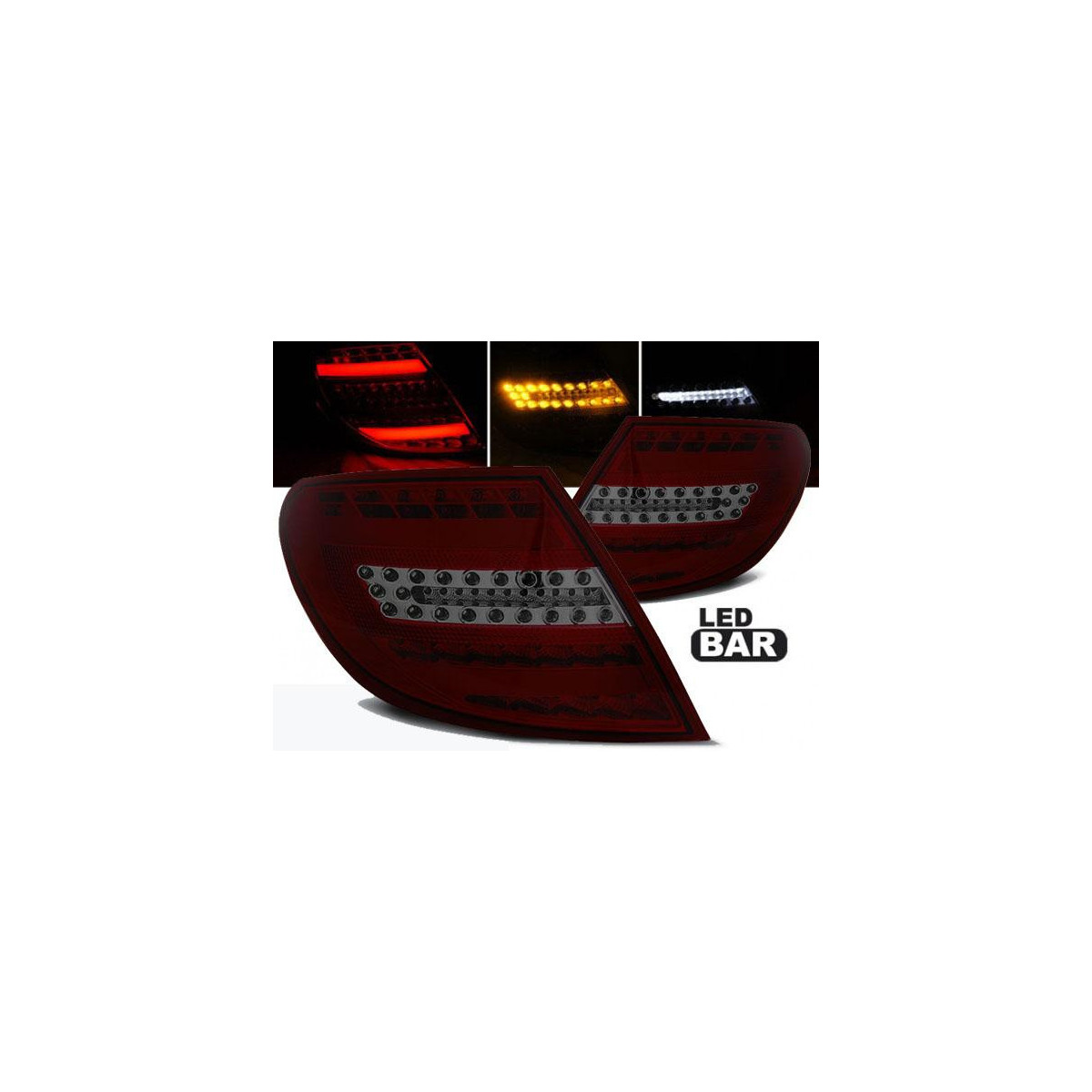 LAMPY TYLNE LED MERCEDES W204 07-10 RED SMOKE