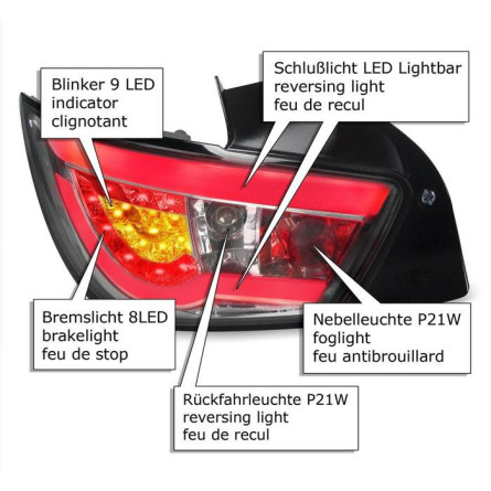 LAMPY SEAT IBIZA 6J 08-12 LIGHTBAR CLAR LED