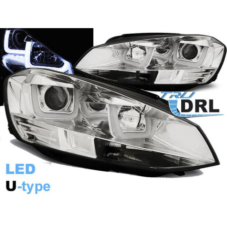 LAMPY VW GOLF 7 11/12- CHROME LED U-TYPE DRL