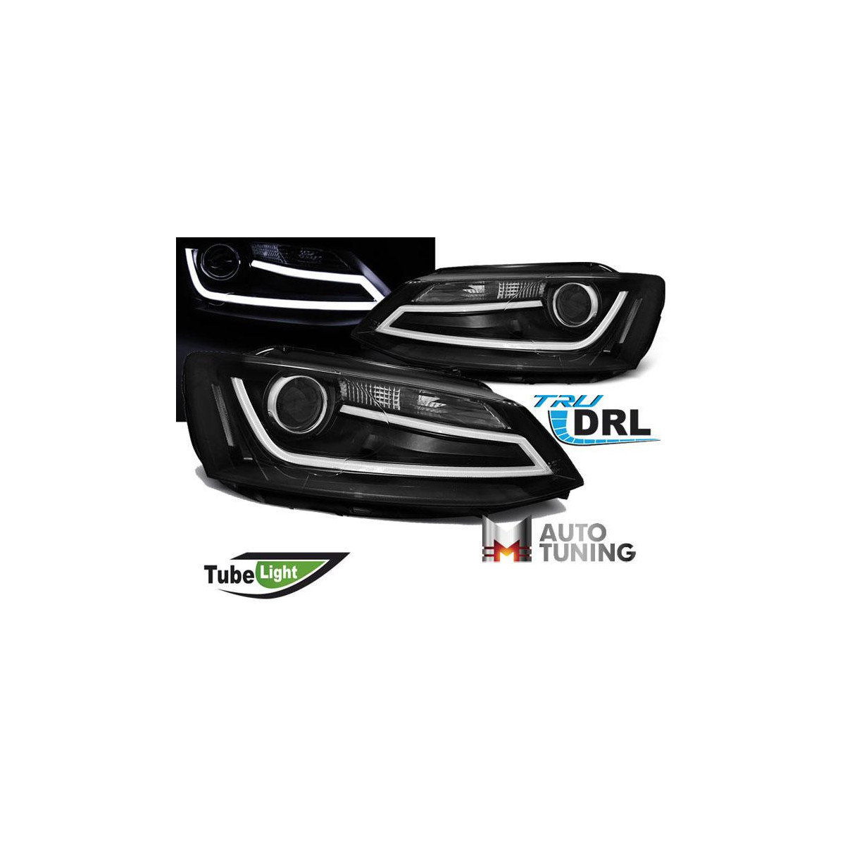 LAMPY VW JETTA 6 01/11- BLACK TUBE LIGHT LED DRL