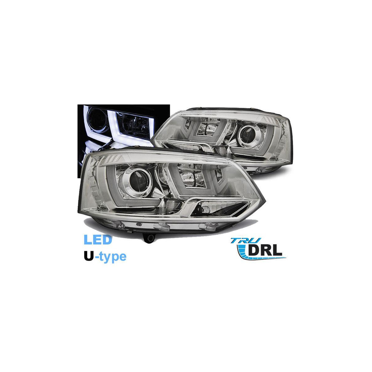 LAMPY VW T5 10- CHROME TRU DRL LED U-TYPE